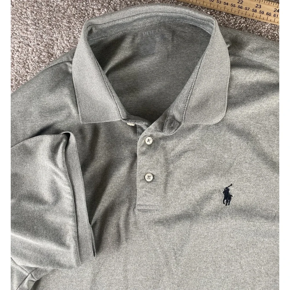 Polo Ralph Lauren Performance Gray Polo Stretch Solid Black Pony Preppy